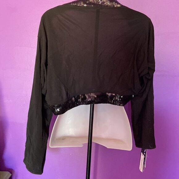 Tempo Paris Black Sequin Bolero Jacket Women's Dressy Shrug NWT New - Picture 3 of 6